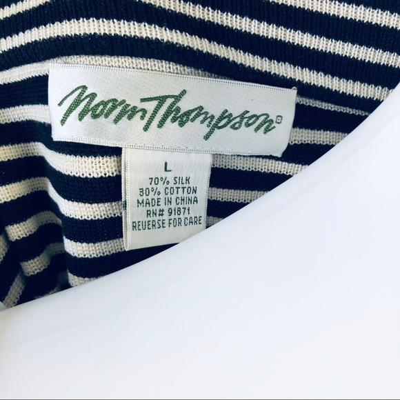 Norm Thompson Silk Cardigan Sweater Striped Large - Picture 7 of 7